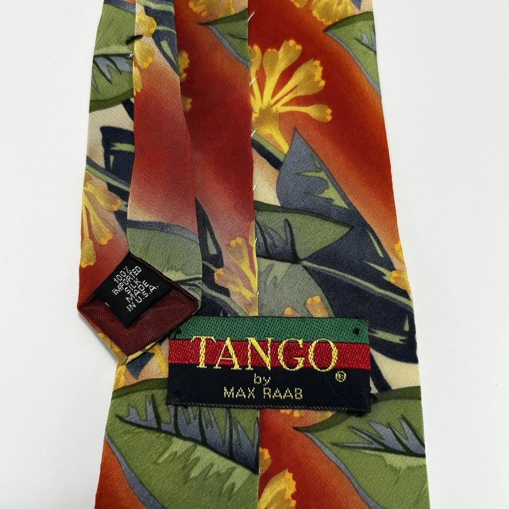 Tango Max Raab Men's Hawaiian Colorful 100% Silk Tie 55"x3.75" - Picture 4 of 5